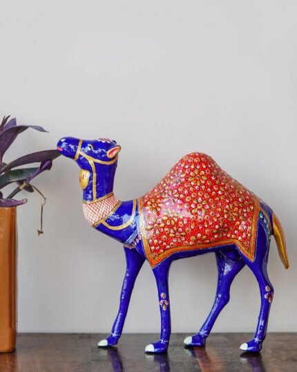 Colorful Camel Figurine - Metal Handcraft - 4 inch